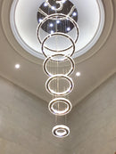 Luxury Crystal Staircase Chandelier by Axyaa: Rings Design for Villa Lobby Indoor Lighting