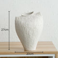 Axyaa Ceramic Vase Minimalist Flower Pot White Desk Decor Aesthetic Room Floral Arrangement