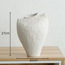Axyaa Ceramic Vase Minimalist Flower Pot White Desk Decor Aesthetic Room Floral Arrangement
