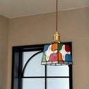 Axyaa Colorful Glass LED Pendant Lamp Retro Gold Brass Modern Nordic Hanging Light