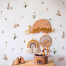 Axyaa Cute Bunnies & Flowers Nursery Wall Decal - Peel, Stick, Reusable Kids Stickers