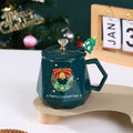 Axyaa Christmas Ceramic Mug Set with Lid and Spoon - Festive Xmas Gift Cup