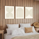 Axyaa Beige Rainbow Geometric Line Abstract Boho Canvas Wall Art Painting
