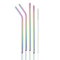 Axyaa Rose Steel Straw Set - Reusable Straws for Drinks & Cocktails