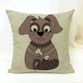 Axyaa Cartoon Animal Print Linen Cushion Cover 45*45cm