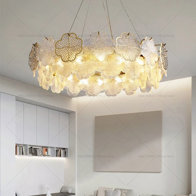 Axyaa Four-Leaf Clover Chandelier: French Light Luxury Design for Elegant Living Rooms