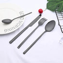 Axyaa 24-Piece Stainless Steel Black Cutlery Set Dinnerware Flatware Tableware