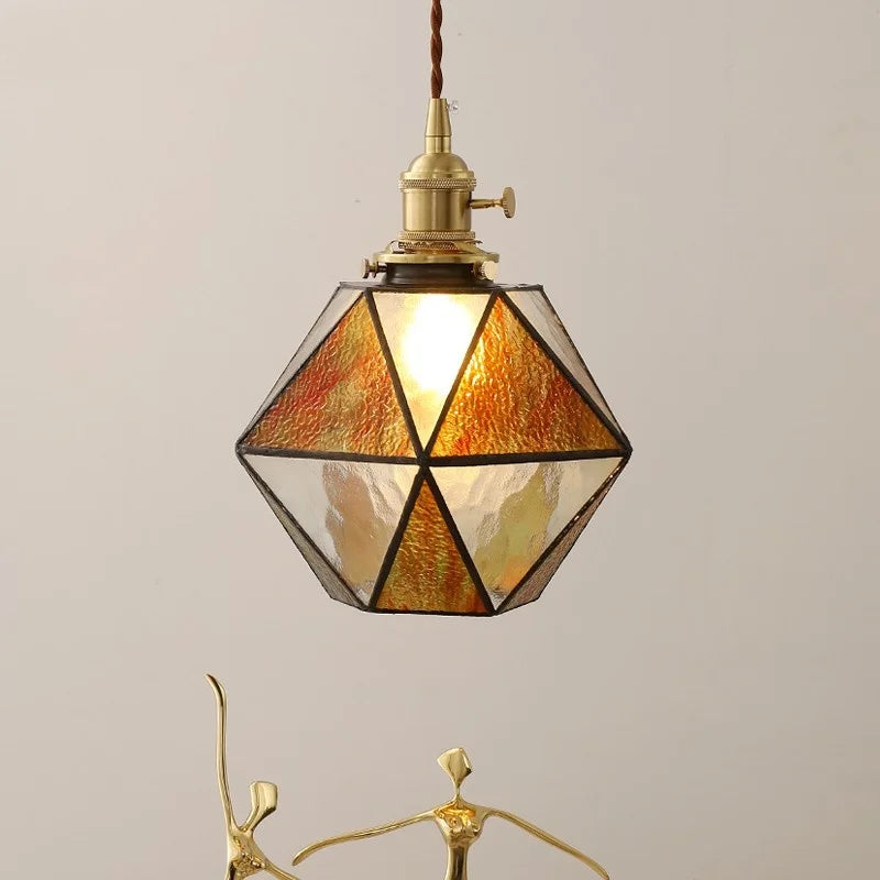 Axyaa Glass Copper LED Pendant Light for Home Decor - Nordic Style