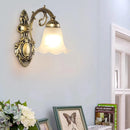 Axyaa LED Wall Lamp: Retro Metal Light with Glass Shade for Home Decor