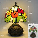 Axyaa Red Rose Stained Glass Table Lamp 8" - Bedroom Living Room Home Office