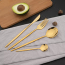 Axyaa Stainless Steel Black Cutlery Set - 16Pcs Mirror Dinnerware Kitchen Silverware Set