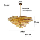 Colorized Glass Leaves Chandelier by Axyaa: Stoned Art Glass, Dimming Function