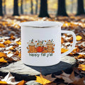 Axyaa Thanksgiving Enamel Mug Pumpkin Soup Harvest Pattern Coffee Cup