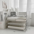 Axyaa Desktop File Storage Rack Organizer Office Stackable Bookshelf Storage Shelf