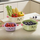 Axyaa 2-Layer Drain Basket Organizer - Large Capacity Multifunctional Fruit & Vegetable Holder