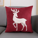 Axyaa Christmas Tree Deer Embroidery Cushion Cover 45x45cm Soft Velvet Square Pillow
