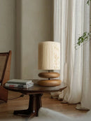 Axya Walnut Wood Bedside Table Lamp – Retro Style for Bedroom & Living Room