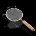 Axyaa Stainless Steel Wooden Handle Strainer Spoon for Multi-functional Kitchen Tools