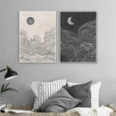 Axyaa Boho Abstract Sun Moon Canvas Painting Modern Wall Art Living Room Decor