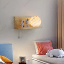 Axyaa LED Planet Glass Wall Lamp with Wood Base for Children's Room Home Decor