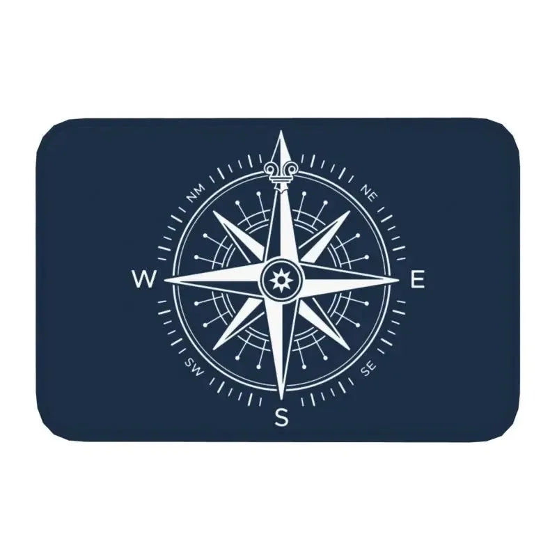 Axyaa Nautical Compass Anchor Rudder Printed Small Non-slip Doormat