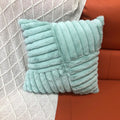 Axyaa Winter Rabbit Fleece Striped Throw Pillowcase in Solid Color