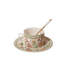 Axyaa Retro Flower Cup Set with Plate, High Value Ceramic Mug, 350ml