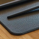 Axyaa Black Faux Leather Square Placemats Set - Luxury Dining Table Mats & Coasters