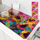 Axyaa Kitchen Absorbent Mat: Oil Painting Antiskid Draining Coffee Dish Drying Mat