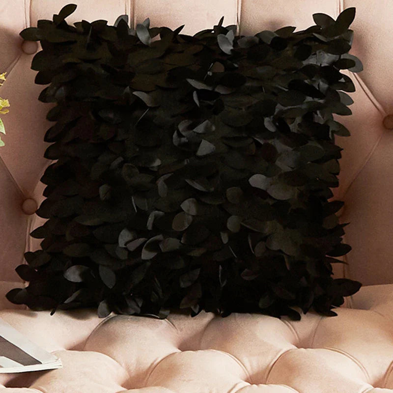 Axyaa Soft Leaf Satin Sofa Cushion Cover for Wedding Party Decoration