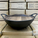 Axya 40cm Cast Iron Double Ear Stir Fryer Wok - Old Style Deep Pot