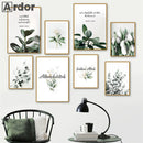Axyaa Islamic Botanical Canvas Wall Art with Tulip and Eucalyptus - Green Leaf Quran Décor