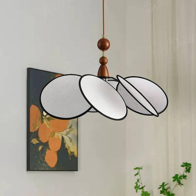 Axyaa Retro Petal Fabric Chandeliers - Elegant Wood Pendant Lights for Home Decor