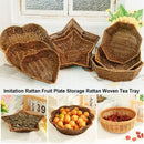Axyaa Retro Rattan Fruit Plate | Handheld Woven Snack Basket & Candy Organizer