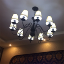 Axyaa Black Iron Chandelier with Cloth Lampshade, E14 Candle Light Holder