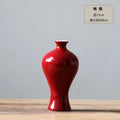 Axyaa Chinese Style Red Ceramic Vase Set Zen Tea Mat Decorative Flower Arrangement
