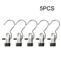 Axyaa Stainless Steel Clothespins Laundry Pegs With Hook - 5pc Organize Wardrobe