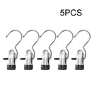 Axyaa Stainless Steel Clothespins Laundry Pegs With Hook - 5pc Organize Wardrobe