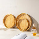 Axyaa Bamboo Round Tray: Modern Minimalist Tea Set, Pastry & Fruit Serving Tray.