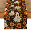 Axyaa Cute Ghost Chrysanthemum Table Runner - Halloween Party Decor and Dresser Table Accent