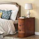 Axyaa Solid Wood Round End Table with Drawer, Narrow Nightstand & Side Table