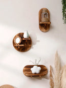 Axyaa Oval Wooden Floating Wall Shelf Rustic Bohemian Room Decor