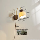 Axyaa Ceramic Wood LED Wall Sconce Pull Chain Switch Nordic Stair Light Fixtures