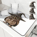 Axyaa Halloween Owl Hat Kitchen Draining Mat: Absorbent, Anti-slip, Quick Dry Pad