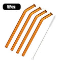 Axyaa Green Glass Drinking Straw Set with Cleaning Brush - 5 Pack