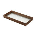 Axya Vintage Glass Tray with Begonia Emboss, Tempered Walnut Tea Tray, Decorative Breakfast Tray
