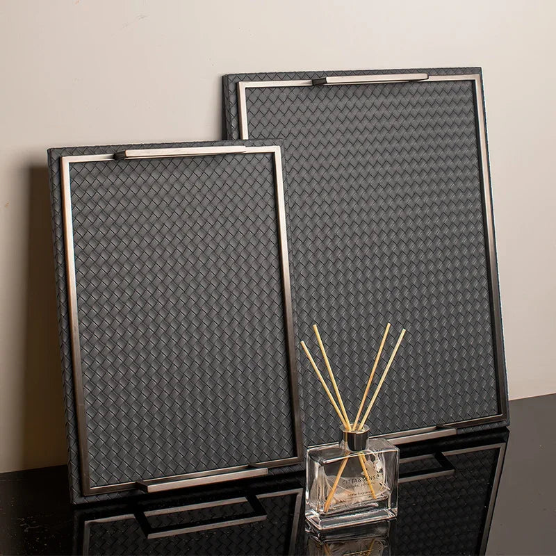 Axya Large Leather Tray for Home Storage and Serving Purposes
