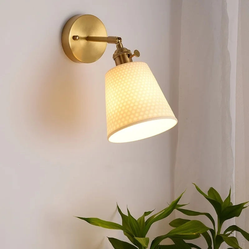 Axyaa White Ceramic LED Wall Sconce with Pull Chain Switch