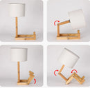 Axyaa Nordic Wooden Robot Table Lamp - Modern Study Desk Night Light