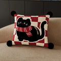 Axyaa Red New Year Kitten Pillow Cover for Living Room Sofa, Car Seat Cushion